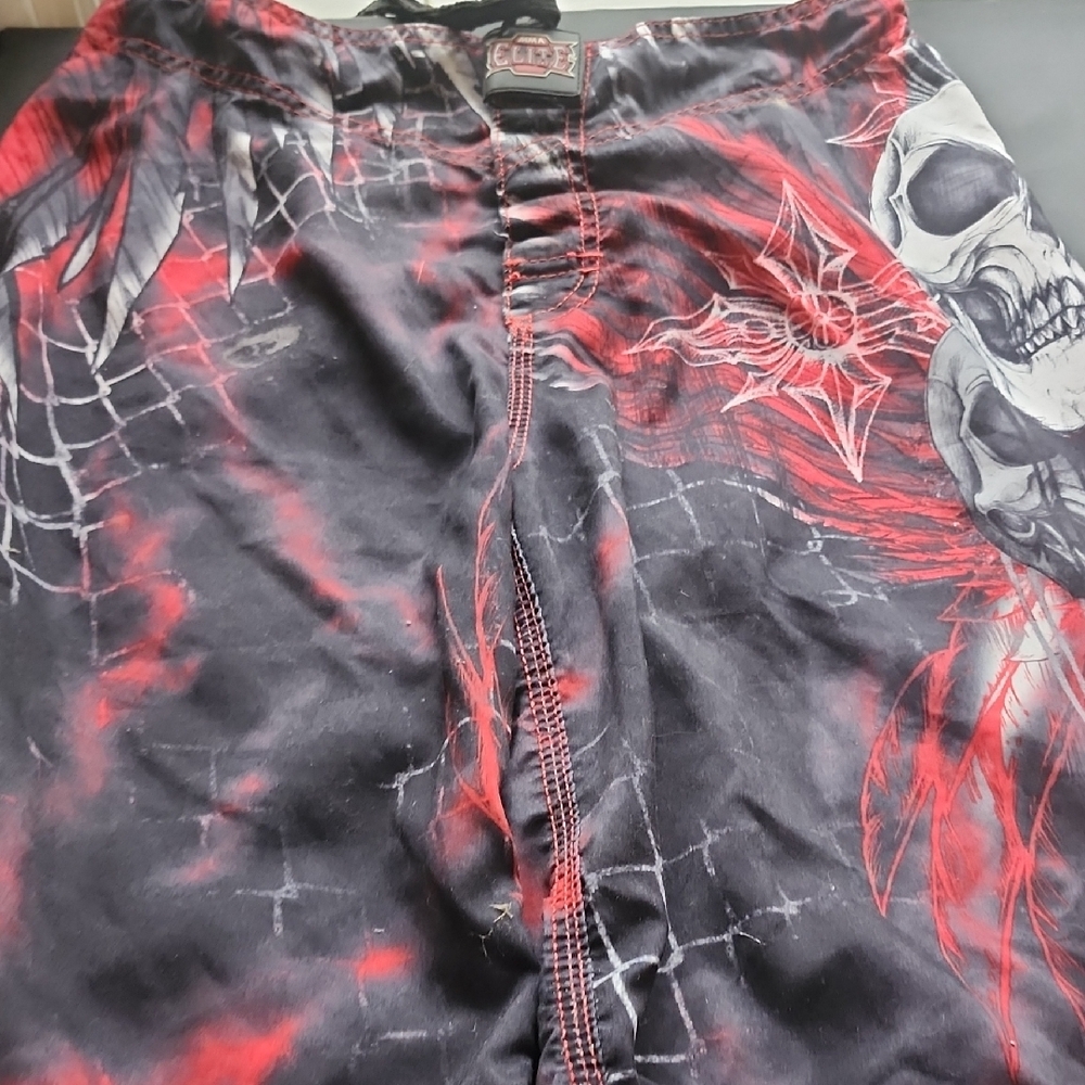 MMA Elite Black and Red Graphic Shorts